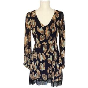 Honey Punch Long Sleeve Lace Trim Dress